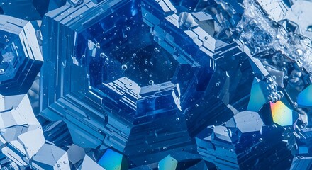 Blue Crystal Macro with Sparkling Texture.