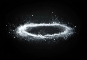 White powder splash on a black background, an abstract dust cloud in the air isolated on a dark backdrop