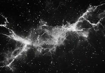 White powder splash on a black background, white dust explosion on a dark isolated backgroun