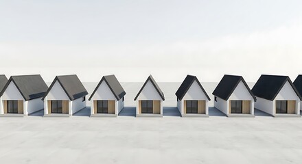 Minimalist row houses illustrating uniformity and conceptual housing themes