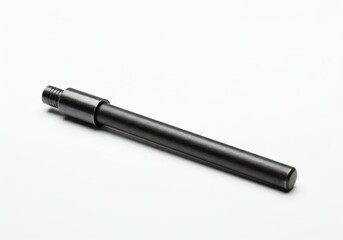 A detailed close-up view of a dark gray metal rod, showcasing its smooth cylindrical form and precision machining.