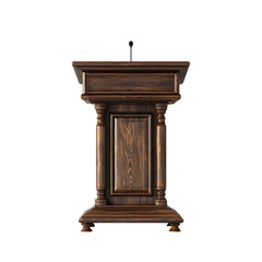 Elegant wooden podium isolated on transparent background.