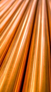 Copper pipes close-up