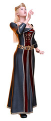 3D Rendering Fairy Tale Princess on White