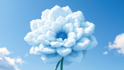 Beautiful Large Cloud Flower in Bright Blue Sky