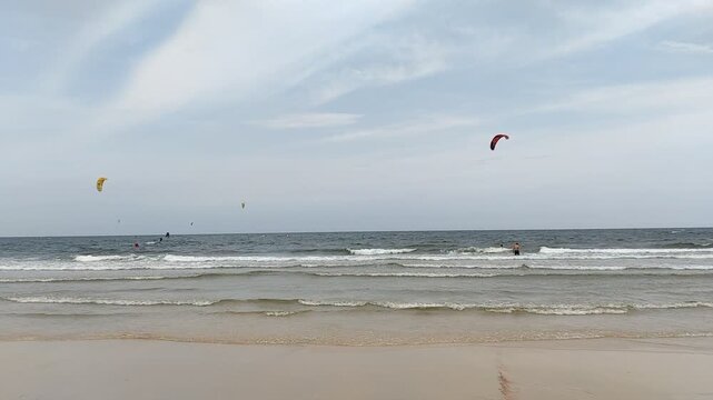 Kite surfing on the beach