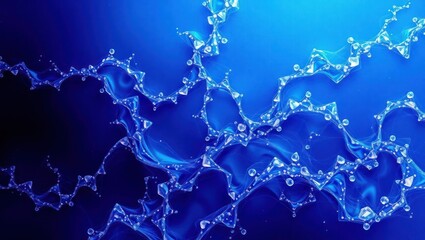 Abstract Blue Water Splash with Dynamic Motion Effect