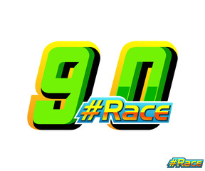 Automotive and sport racing number 90 effect design in white background