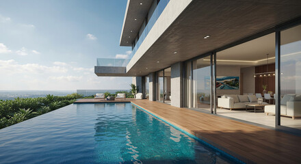 Fototapeta premium Close-up of Modern Home Pool with Elegant Design
