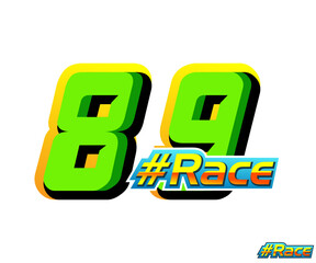 Racing sticker concept and number 89 effect and race text