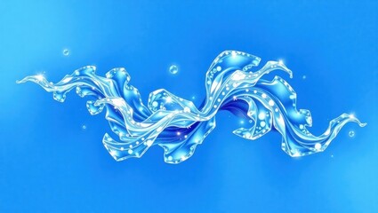 Abstract Blue Water Splash with Fluid Motion