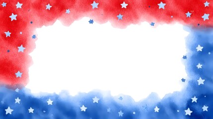 A vibrant and festive patriotic background featuring a mix of red, white, and blue stars with a textured, watercolor-like effect.
