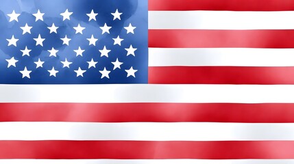 Fototapeta premium The iconic flag of the United States of America, featuring the classic red and white stripes with a field of white stars on a blue background, 