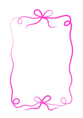 Elegant ribbon frame outline. Minimalist hand drawn frame with bows and swirls.