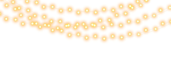 PNG Gold Garland Lights, Transparent Christmas Decoration Overlay, Minimal Winter Glow, Elegant Festive Background