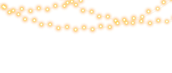 PNG Gold Garland Lights, Transparent Christmas Decoration Overlay, Minimal Winter Glow, Elegant Festive Background