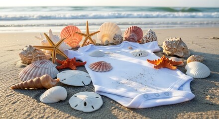 Babys Beach Outfit Seashells Sunrise.