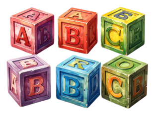 Firefly_-ABC blocks clipart, transparent PNG