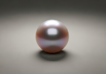 Refined iridescent pearl sphere casting a soft shadow on muted backdrop