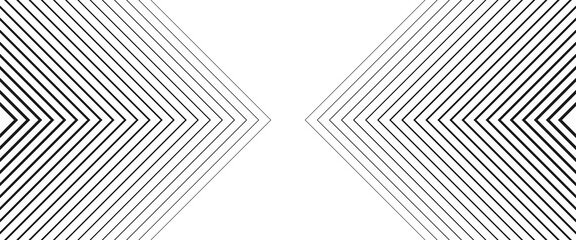 Black halftone arrow background. Repeated fading triangle gradation pattern. Arrows pointing in center direction backdrop. Vector thin to thick speed line concept texture for poster, cover, banner