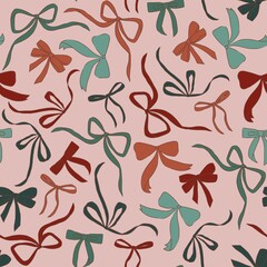 Holiday Charm Ribbon Bow Seamless Pattern