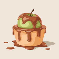 Caramel Dipped Green Apple on Cupcake with Chocolate Drips