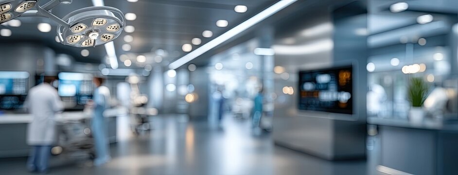 Modern surgical room featuring advanced medical equipment and professionals preparing for a procedure in a hospital setting