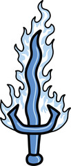 sword and blue flame illustration