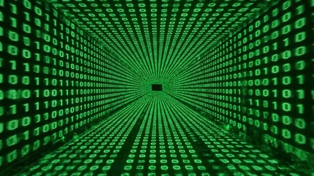 Digital tunnel with binary code abstract concept data flow
