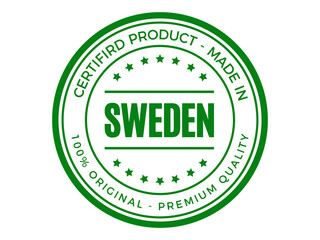 Authentic sweden certified product emblem green seal badge design for quality assurance isolated on transparent background