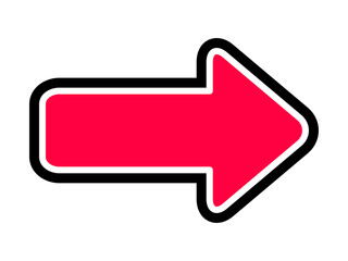 赤　黒白線あり　右向き矢印