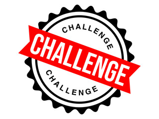 Obraz premium Red ribbon with white text saying challenge for a bold statement isolated on transparent background