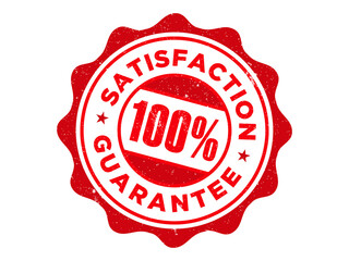 Red 100 percent satisfaction guarantee seal icon for customer assurance and quality assurance isolated on transparent background