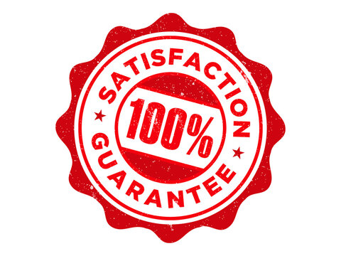 Red 100 percent satisfaction guarantee seal icon for customer assurance and quality assurance isolated on transparent background