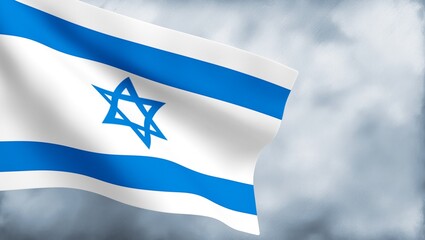 Obraz premium Israeli flag blue and white blowing in the wind