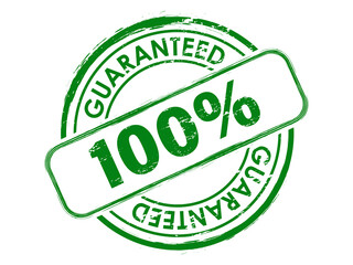 Green 100% guaranteed seal icon for assurance and quality products isolated on transparent background