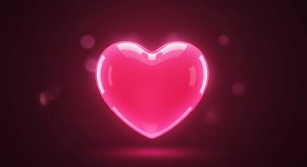 Glowing Pink Heart with Dark Background.
