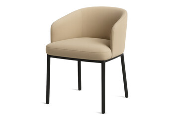 Obraz premium Modern beige chair isolated on transparent background, furniture design studio