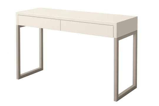 Modern desk with drawers isolated on a transparent background, minimalist