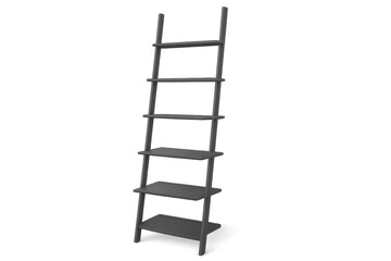 Elegant grey ladder shelf isolated on transparent background, studio shot.