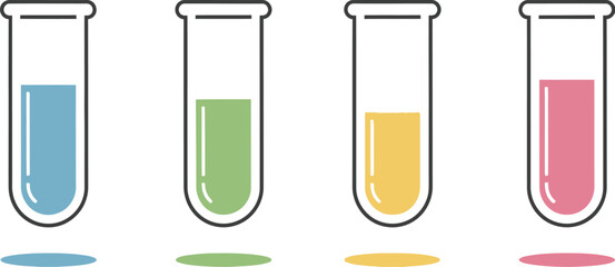 Colorful chemical solutions in laboratory test tubes ready for scientific discovery vector