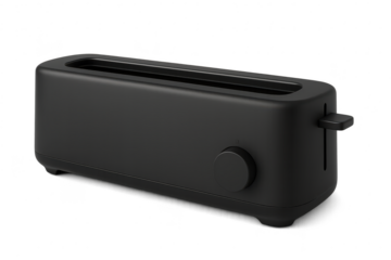 Modern black toaster isolated on transparent background, for easy toast