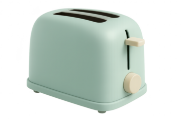 Retro mint green two-slice toaster, perfect for breakfast, isolated on transparent background