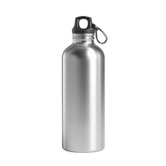 Aluminum bottle product shot for drinkware and reusable container designs isolated on transparent background
