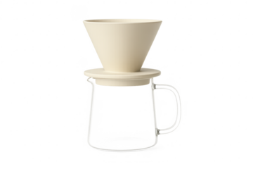 Elegant pour-over coffee maker setup isolated on transparent background
