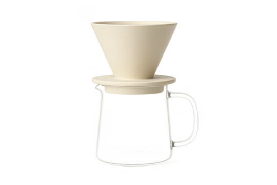 Elegant pour-over coffee maker setup isolated on transparent background