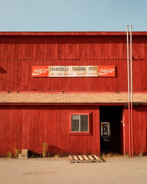 Evansville Trading Post vintage sign in Brownington, Vermont