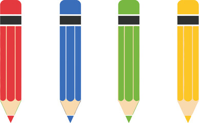 Colorful pencils lined up ready for drawing writing and creative projects vector