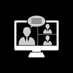 Video conference icon isolated on black background
