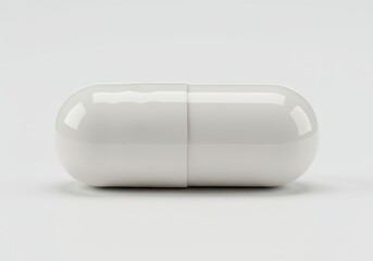 A glossy, off-white medical capsule rests on a plain, neutral background.